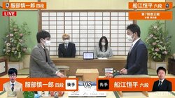 船江恒平六段 対 服部慎一郎四段 決勝進出かけ対局開始／将棋・叡王戦本戦T
