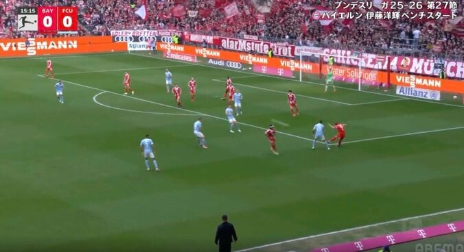 冗談だろ…！？ バイエルンの怪物・ケイン、理解不能な約60m“ピンポイントパス”「エグすぎん？」「上手すぎだろ」高精度の“対角ロングボール”にファン衝撃 3枚目