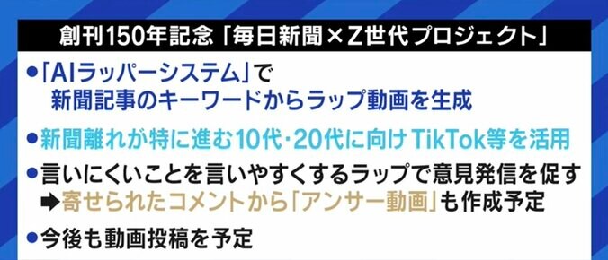 毎日新聞がTikTokに投稿した“AIラッパー動画” カンニング竹山「元になった記事はどうやって読む？」 2枚目
