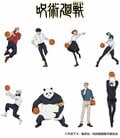 バスケを楽しむ虎杖たち8人の描き下ろしイラストを使用したアニメ『呪術廻戦』の新商品が1月25日から発売