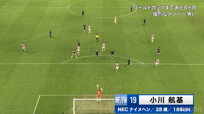 「GKを弾き飛ばしたぞ！」日本代表FWの“無回転ブレ球ショット”に騒然「パンチ力ありすぎ」「タイガーショットだ」小川航基が圧巻同点弾 5枚目