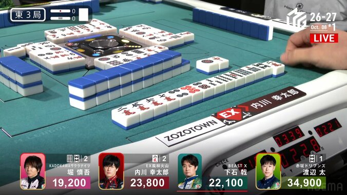 起死回生の二万単騎！内川幸太郎の好判断が光った満貫ツモ