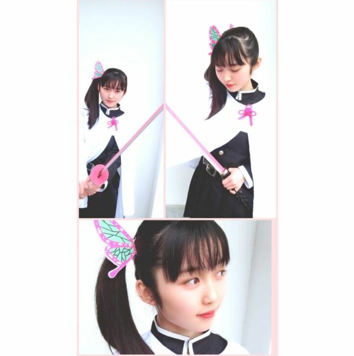 スタダ所属の14歳女優・松元寧音が「鬼滅の刃」栗花落カナヲのコスプレ披露 "コイン投げ"は失敗