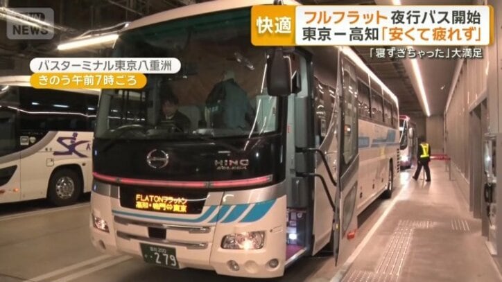 フルフラットの夜行バス