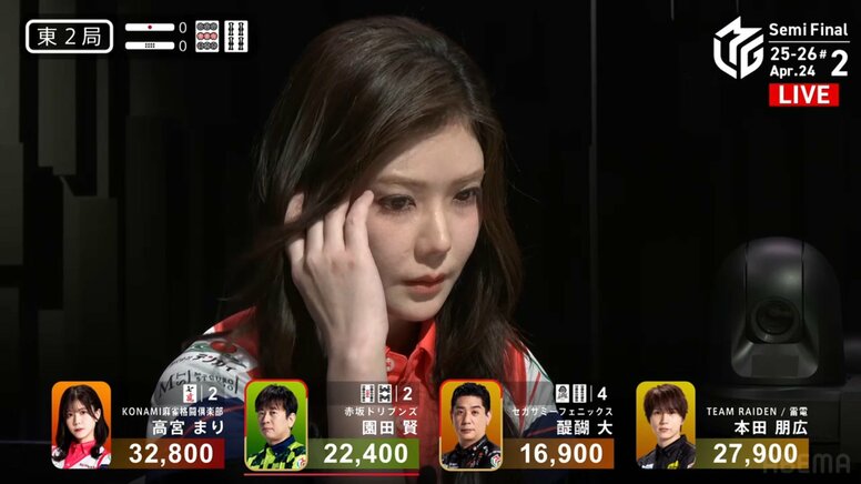 「すげー美人」「ずっと映して」とファン熱狂 美女雀士・高宮まり、真剣に悩む横顔がモデル級の仕上がり「画がよすぎる」／麻雀・Mリーグ