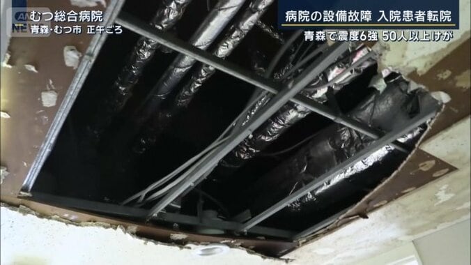 一部が抜け落ちた天井