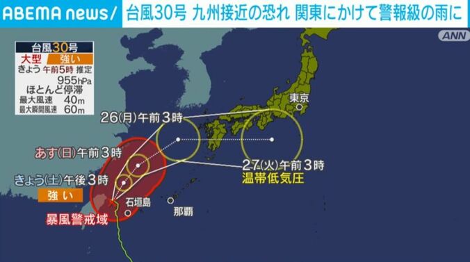 台風30号の進路予想図
