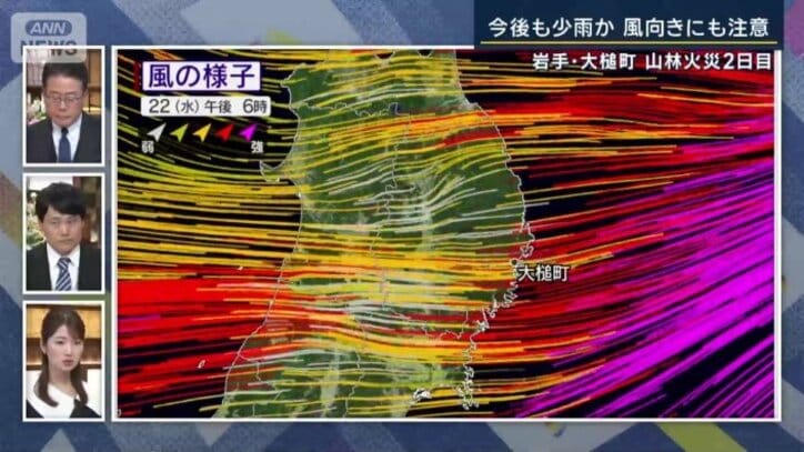 火災当時　風の様子