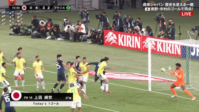 「特別に嬉しい、意味ある得点」上田綺世、ブラジル撃破の“歴史的ゴール”に満面の笑み「伊東選手から良いクロスがきて自信があった」【日本代表】 2枚目