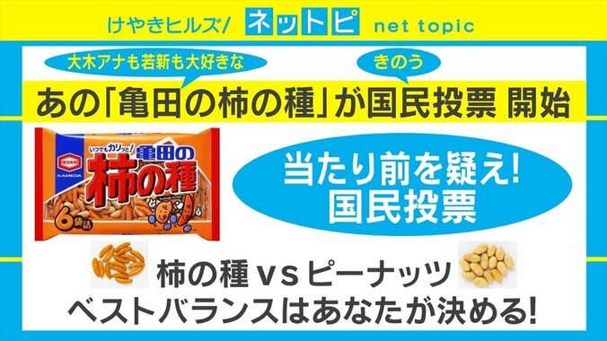 「亀田の柿の種」の柿の種とピーナッツのベストバランスを決める「国民投票」開始 1枚目