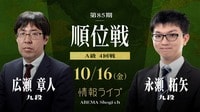 【情報LIVE】第85期 順位戦 A級 4回戦 広瀬章人九段 対 永瀬拓矢九段