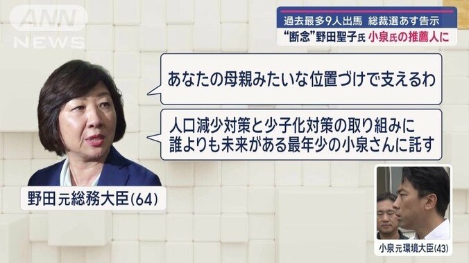 野田聖子氏が推薦人に