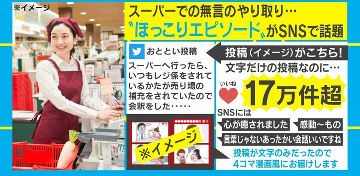 "全く無言"でも通じた心…行きつけのスーパーでのほっこりエピソードに反響「心が癒されました」