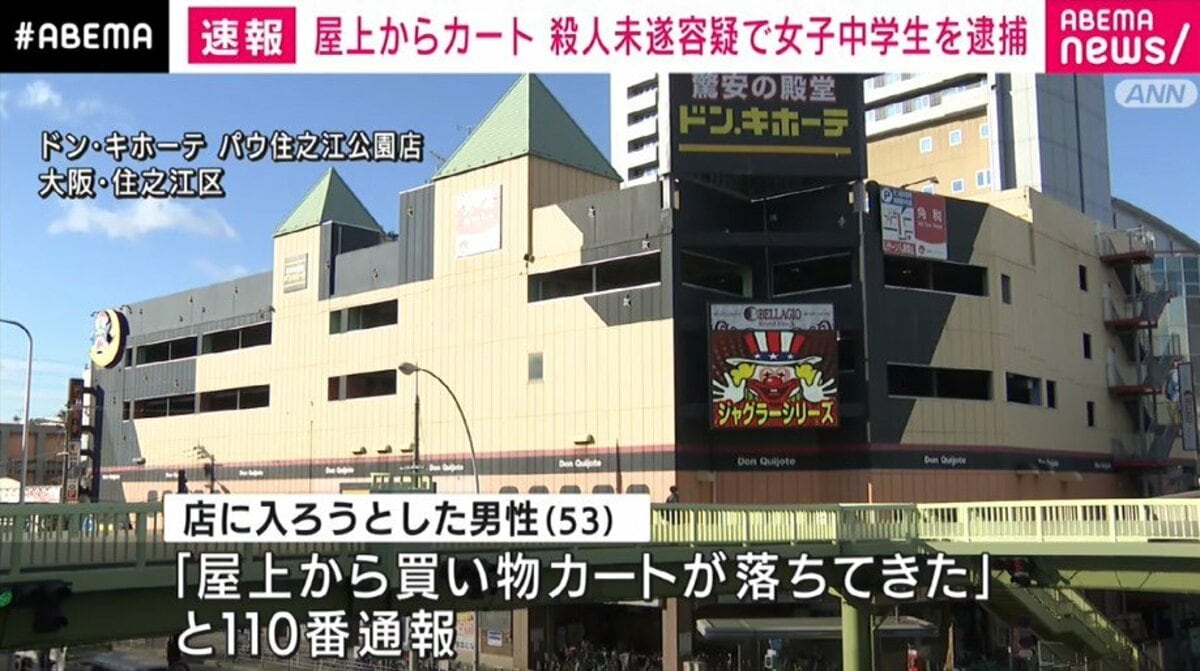 屋上から買い物カート落としu2026殺人未遂容疑で14歳の女子中学生を逮捕 