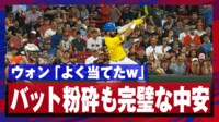 【映像】コナー・ウォン、バット粉々でも完璧なヒット!