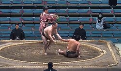 「だ、大丈夫ですか？」敗色濃厚が一転…まさかの展開に力士驚き 「おぉ」館内どよめき