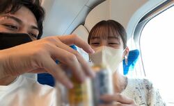 貴島明日香、久保田悠来と温泉旅行へ、新幹線の中でもハイボール！「この2人ずっと飲んでる」「ハイボール夫婦」スタジオも驚き『私たち結婚しました4』第8話