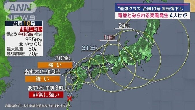 台風10号予想進路図