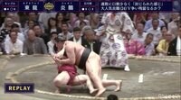 炎鵬、土俵上数センチまで粘る！