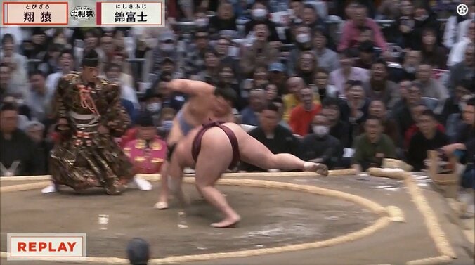 「蹴ったw」「蹴飛ばした」幕内の取組で“珍光景” 咄嗟の判断と行動に館内どよめき 5枚目