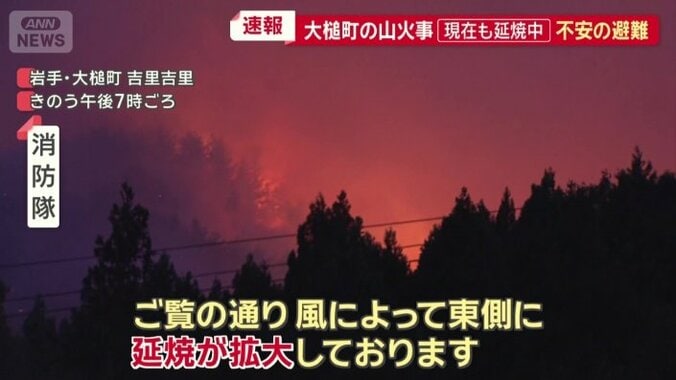 風によって東側に延焼が拡大