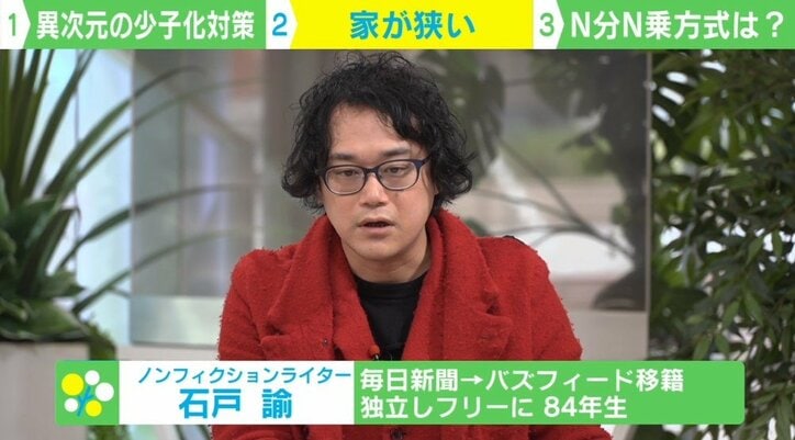 子ども“2人目の壁”に家の狭さ「結局はお金の問題」 異次元の少子化対策は「税金は単身者も納めている。“現役世代対策”に切り替えて」 石戸諭氏