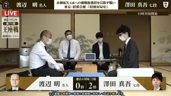 王座経験者の渡辺明名人 対 澤田真吾七段 ベスト8進出をかけた1回戦対局開始／将棋・王座戦挑決T