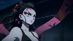 テレビアニメ『鬼滅の刃』 遊郭編 堕姫の不敵な笑みに「かっこカワイイ」「ドキドキしちゃう」とファン沸騰