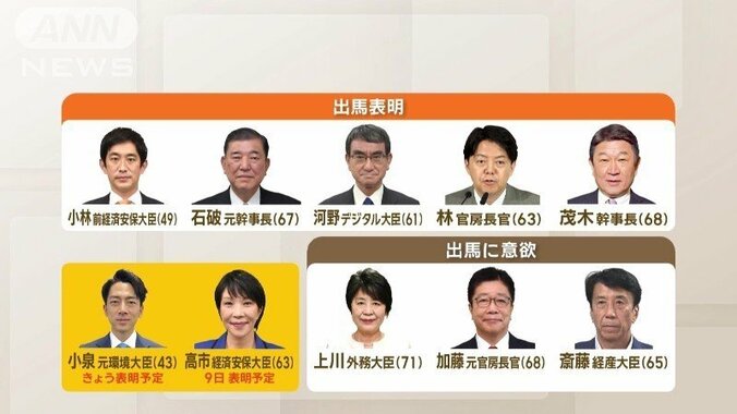 すでに5人が自民党総裁選に出馬表明