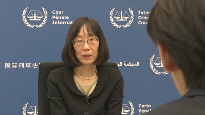 ICCの所長就任後、ANNの単独インタビューに応じた赤根智子氏 2024年3月撮影