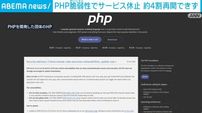 PHPを開発した団体のHP