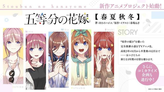 【写真・画像】『五等分の花嫁』新作アニメプロジェクト始動！小説『春夏秋冬』のTVアニメ化と新作OVA制作が決定　2枚目
