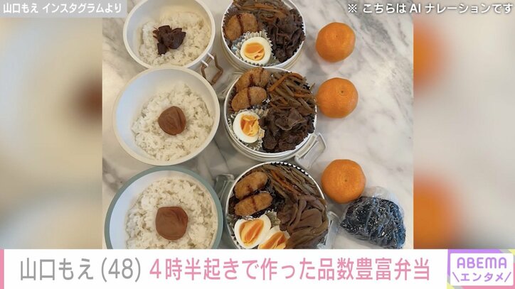 【写真・画像】3児の母・山口もえ（48）、朝4時半起きで作った品数豊富な“詰めただけ弁当”に反響「もえちゃんのお弁当作りが庶民的で好感が持てます」　2枚目