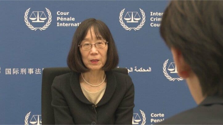 ICCの所長就任後、ANNの単独インタビューに応じた赤根智子氏 2024年3月撮影