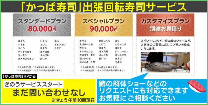 回転レーンを自宅持ち込み?! 期間限定で「かっぱ寿司」が出張回転寿司を開始