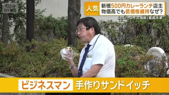 公園で手作りのサンドウィッチを食べるビジネスマン