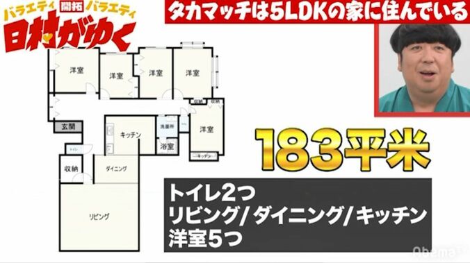 バナナマン日村、月2万の給与で5LDK・183平米に一人暮らしする若手芸人の実態に衝撃！ 3枚目