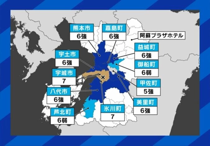 熊本各地の震度