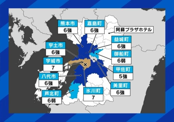 熊本各地の震度