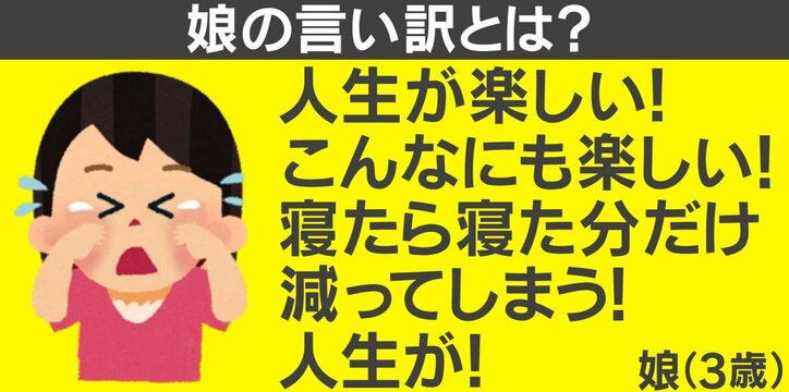 3歳なのにすごい 爆笑しました 夜寝ようとしない娘が言い放った 哲学的な言い訳 がsnsで話題に 国内 Abema Times