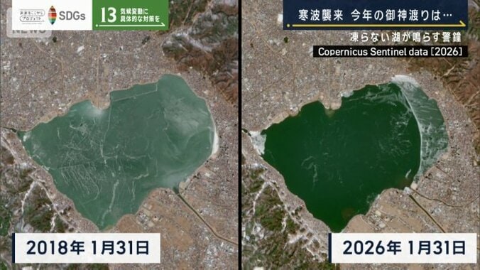 一部だけが凍っている