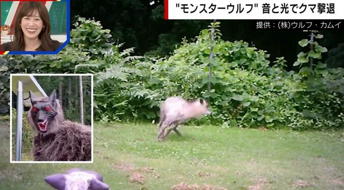 モンスターウルフに驚いたシカが逃げる様子