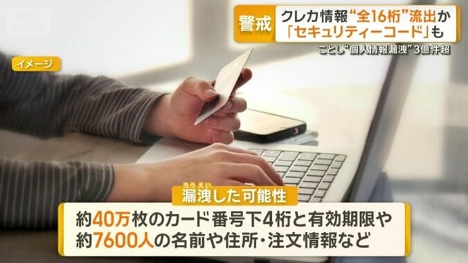 40万枚のカード番号の下4桁も