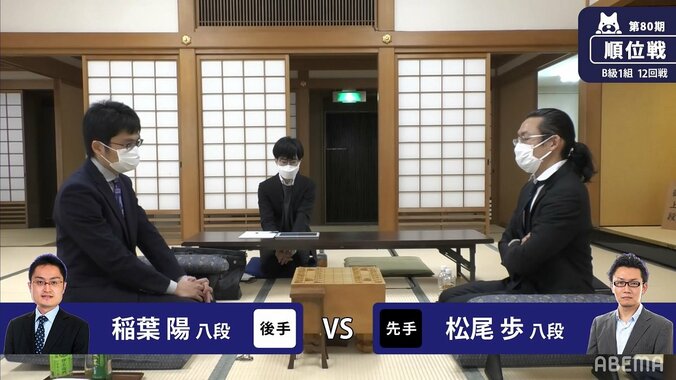 稲葉陽八段、A級復帰に大事な一局 松尾歩八段と対局開始 結果は藤井聡太竜王の昇級にも影響／将棋・順位戦B級1組 1枚目