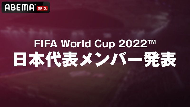 Ｗ杯日本代表発表特番（11月1日14時～）