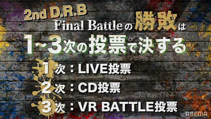 8月15日(日)23時59分までチケット販売＆見逃し配信中！ #ヒプマイ7thライブ＆関連ワードが続々トレンドイン 2nd D.R.B運命のFinal Battleをかけたバトルの幕開け 張り詰めたステージで華麗なバトルを披露 「ABEMA」でのFinal Battleの中間・結果発表会の独占放送決定も！ 2枚目