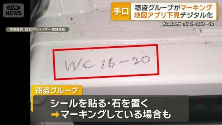 窃盗グループによる「マーキング」
