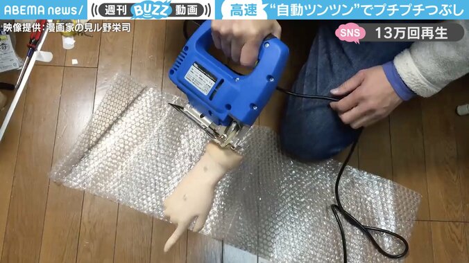 驚きの速さと正確さ！ 自作の“電動プチプチ潰し”に「使いたい」「自分の手でやるから楽しいのよ」など様々な反響 1枚目