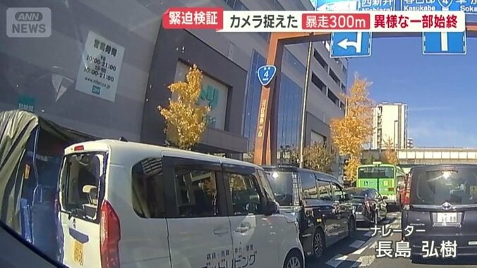 トラックは街路樹に突っ込む