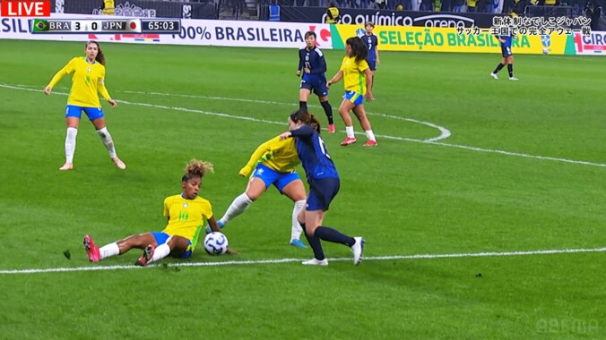 強靭！ なでしこ北川ひかる、“迫力ショルダータックル”からPK奪取「しっかり身体をぶつけた」解説・岩渕真奈も絶賛の瞬間 2枚目